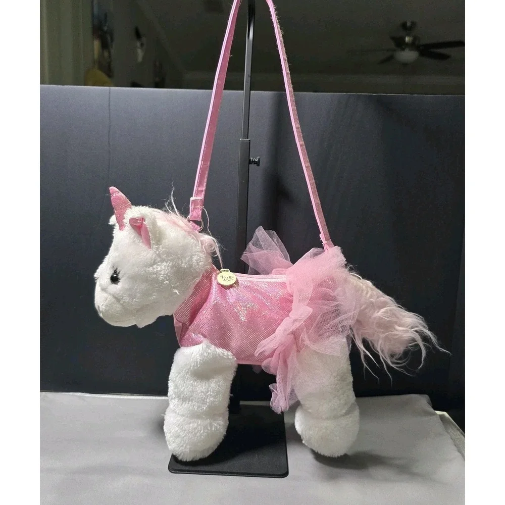 Poochie & Co Girls Sparkly Pink Unicorn Pony Plush Purse Kids Sequin Bodice Tutu